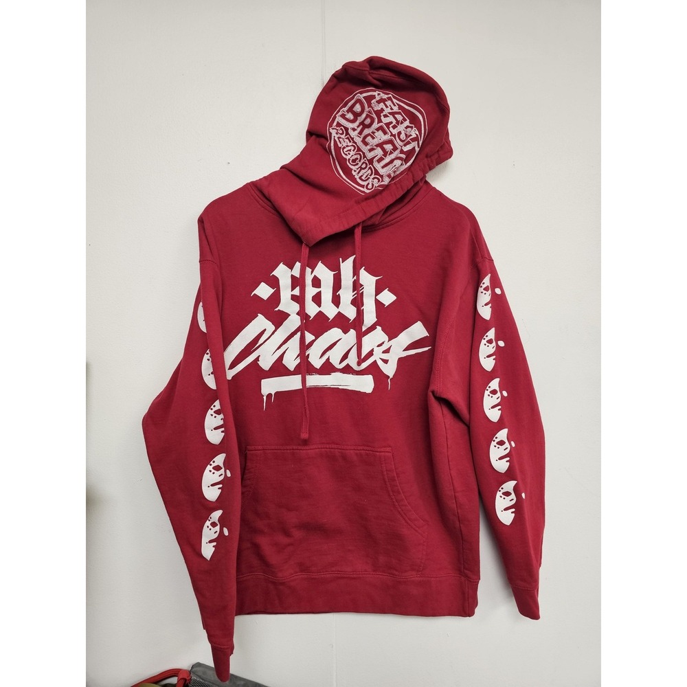 MH Chaos Hoodie Mens Medium Red Fresh Break Records Hardcore Chicago Band Y2K